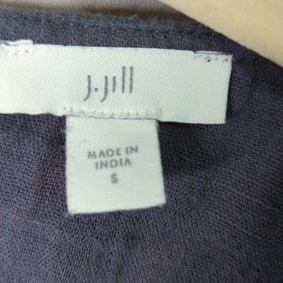 J Jill Embroidered Top Womens S Gray Double Cloth Cotton Gauze Tunic - Picture 2 of 6